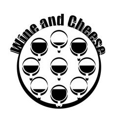 Wine and cheese logotype. Black and White design