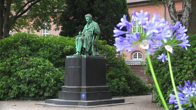 Monument to Soren Obu Kierkegaard. Copenhagen. Denmark. 4K.