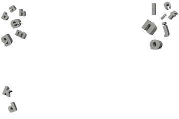 Cutouts of flying letters.