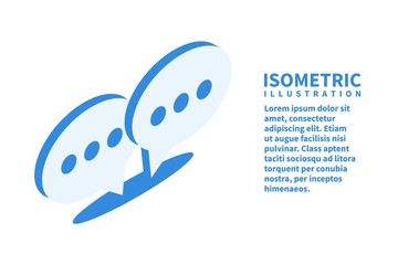 Chat Bubble icon. Isometric template for web design in flat 3D style. Vector illustration.