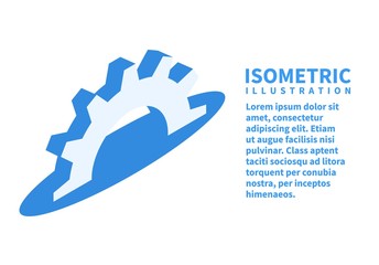 Cogwheel, Settings icon. Isometric template for web design in flat 3D style. Vector illustration.
