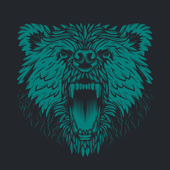 Original vector print of an evil bear on a dark background.