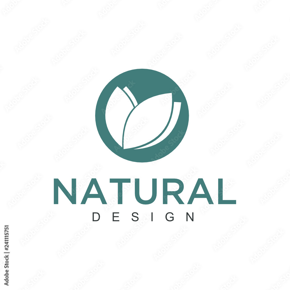 Poster Vector logo of nature in linear style. Outline icon of simple landscape with trees, sun, fields - business emblems, badge for a travel, farming and ecology concepts, health, spa and yoga Center. - Vec