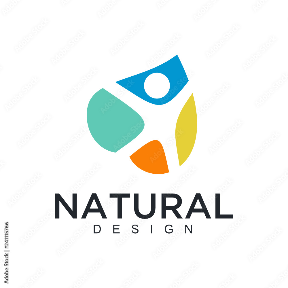 Aufkleber Vector logo of nature in linear style. Outline icon of simple landscape with trees, sun, fields - business emblems, badge for a travel, farming and ecology concepts, health, spa and yoga Center. - Vec