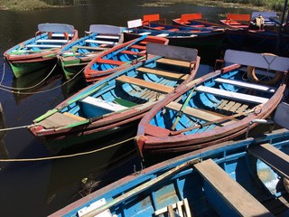 Fototapeta na wymiar Boats at Kodaikanal Lake, Hill Resort, Tourist season 