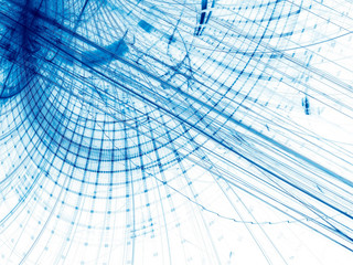 Technology background with curves and grid - abstract digitally