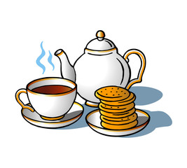 English tea teapot and wafers Great Britain clipart