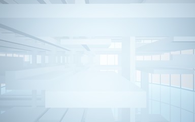 Abstract white interior highlights future. Architectural background. 3D illustration and rendering
