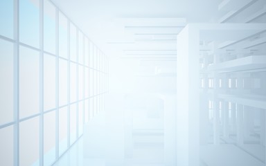 Abstract white interior highlights future. Architectural background. 3D illustration and rendering