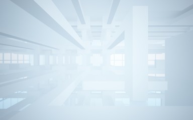 Abstract white interior highlights future. Architectural background. 3D illustration and rendering