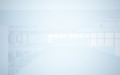 Abstract white interior highlights future. Architectural background. 3D illustration and rendering