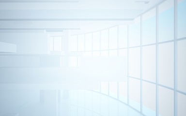 Abstract white interior highlights future. Architectural background. 3D illustration and rendering