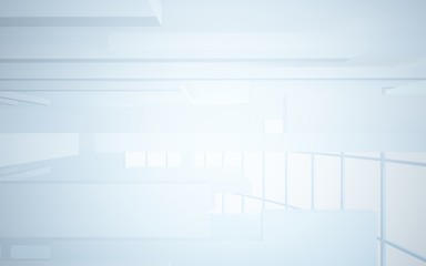 Abstract white interior highlights future. Architectural background. 3D illustration and rendering