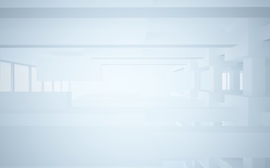 Abstract white interior highlights future. Architectural background. 3D illustration and rendering