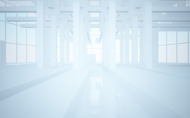 Abstract white interior highlights future. Architectural background. 3D illustration and rendering