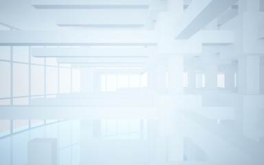 Abstract white interior highlights future. Architectural background. 3D illustration and rendering