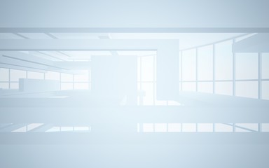 Abstract white interior highlights future. Architectural background. 3D illustration and rendering