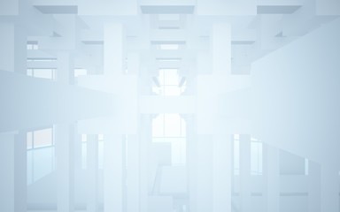 Abstract white interior highlights future. Architectural background. 3D illustration and rendering