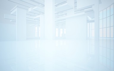 Abstract white interior highlights future. Architectural background. 3D illustration and rendering