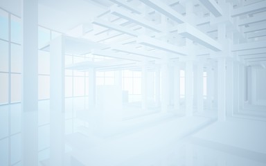 Abstract white interior highlights future. Architectural background. 3D illustration and rendering