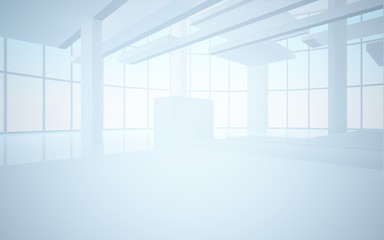 Abstract white interior highlights future. Architectural background. 3D illustration and rendering