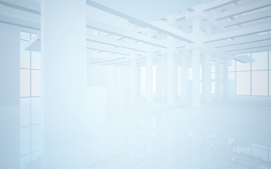 Abstract white interior highlights future. Architectural background. 3D illustration and rendering