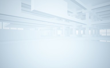 Abstract white interior highlights future. Architectural background. 3D illustration and rendering