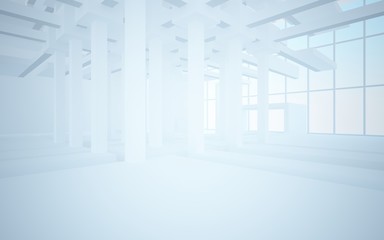 Abstract white interior highlights future. Architectural background. 3D illustration and rendering