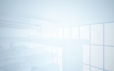 Obraz premium Abstract white interior highlights future. Architectural background. 3D illustration and rendering