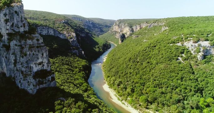 Ardeche landscape in aerial view, France