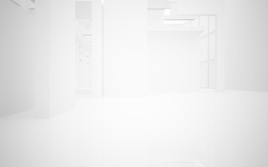 Abstract white interior highlights future. Architectural background. 3D illustration and rendering