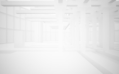 Abstract white interior highlights future. Architectural background. 3D illustration and rendering