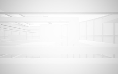 Abstract white interior highlights future. Architectural background. 3D illustration and rendering