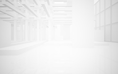 Abstract white interior highlights future. Architectural background. 3D illustration and rendering