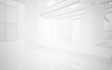 Abstract white interior highlights future. Architectural background. 3D illustration and rendering