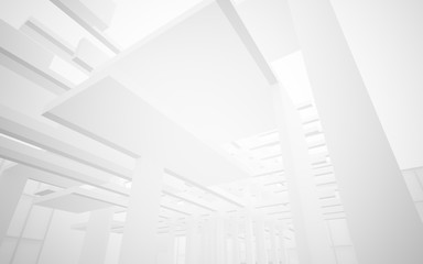 Abstract white interior highlights future. Architectural background. 3D illustration and rendering