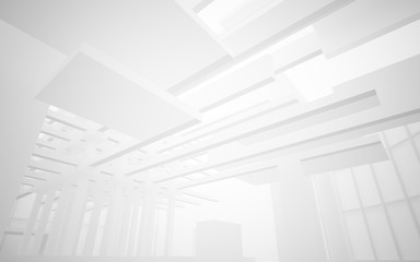 Abstract white interior highlights future. Architectural background. 3D illustration and rendering