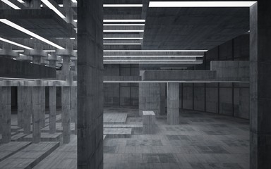 Abstract  concrete interior with neon lighting. 3D illustration and rendering.