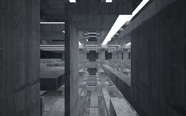 Abstract  concrete interior with neon lighting. 3D illustration and rendering.