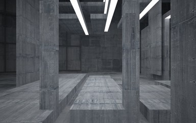 Abstract  concrete interior with neon lighting. 3D illustration and rendering.