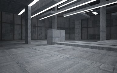 Abstract  concrete interior with neon lighting. 3D illustration and rendering.