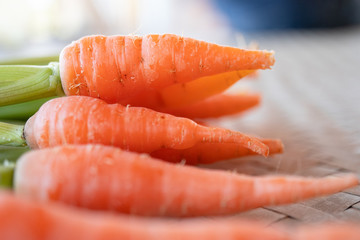 macro shot of fresh organic orange carrot, selective focus
