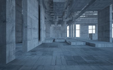 Empty dark abstract concrete room interior. 3D illustration. 3D rendering.