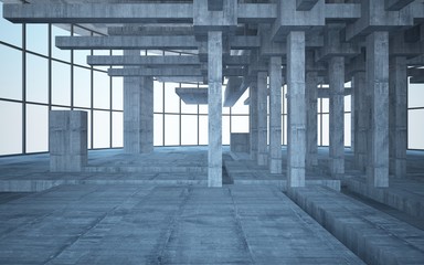 Empty dark abstract concrete room interior. 3D illustration. 3D rendering.