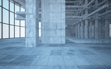 Empty dark abstract concrete room interior. 3D illustration. 3D rendering.
