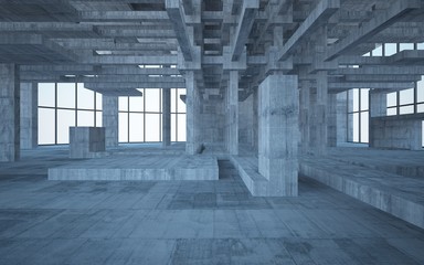 Empty dark abstract concrete room interior. 3D illustration. 3D rendering.