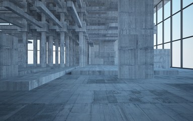 Empty dark abstract concrete room interior. 3D illustration. 3D rendering.