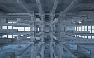 Empty dark abstract concrete room interior. 3D illustration. 3D rendering.