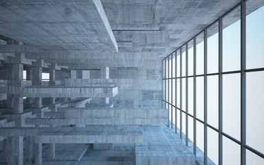 Empty dark abstract concrete room interior. 3D illustration. 3D rendering.