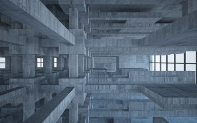 Empty dark abstract concrete room interior. 3D illustration. 3D rendering.